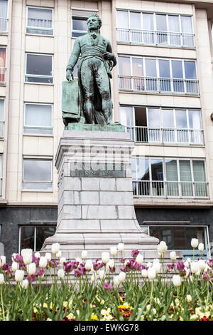 Statue von Lieven Bauwens, Gent, Belgien. Stockfoto