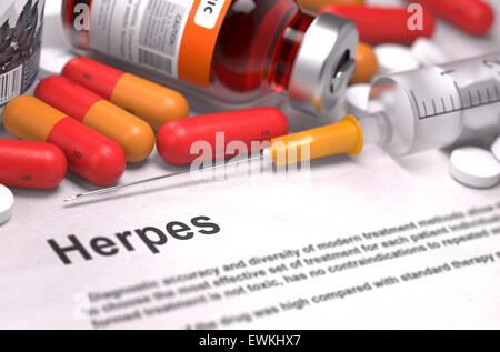 Diagnose - Herpes. Medizinisches Konzept. Stockfoto