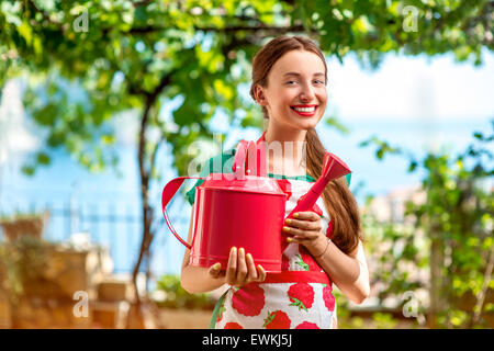 Porträt einer jungen Frau Gärtner Stockfoto