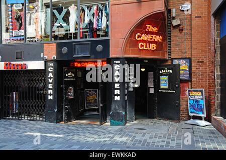 Eintritt in den Cavern Club auf 10 Mathew Street, Cavern Quarter, Liverpool, Merseyside, England, UK, Westeuropa. Stockfoto