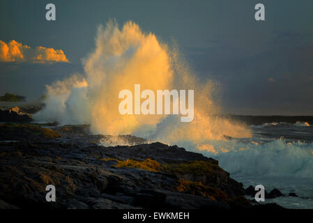 Sturm-Welle im Sunset on The Big Island Hawaii Stockfoto