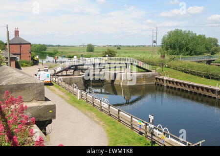 Bardney Schloss am Fluss Witham, Fenland, Lincolnshire, UK, Stockfoto