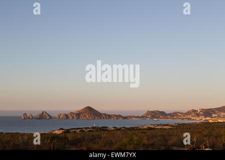 Am frühen Morgen Blick auf Cabo San Lucas und Endland. Stockfoto