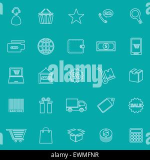 E-Commerce Linie Symbole auf grünem Hintergrund, Lager Vektor Stock Vektor