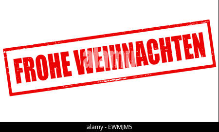 Stempel mit Text Merry Christmas in deutscher Sprache innen, Abbildung Stockfoto