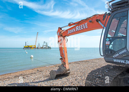 Herne Bay, Kent, UK. 29. Juni 2015. Folgende Verbindung des Kabels landwärts Ende der Verlegung Kabelschiff BoDo Installer Lhas begonnen, Kabel, zum Offshore-Windpark etwa 6 Meilen entfernt lag. Bildnachweis: Paul Martin/Alamy Live-Nachrichten Stockfoto