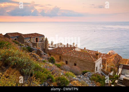 Monemvasia Dorf in Peloponnes, Griechenland. Stockfoto