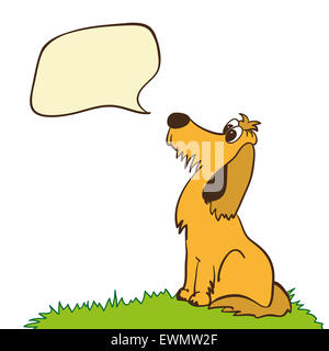 Netter Hund mit Sprechblase. Cartoon Illustration Tier Charakter. Stockfoto