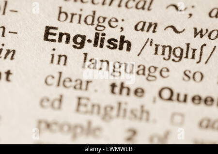 Definition des Wortes Englisch Wörterbuch Stockfoto