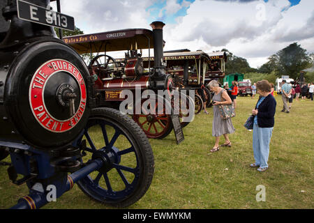 Großbritannien, England, Cheshire, Chelford, Astle Park Traction Motor Rally, Besucher anzeigen Linie von Motoren Stockfoto