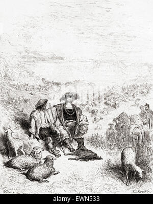 Gustave Abbildung von La Fontaine fable The Shepherd und den König (Le Berger et le Roi). Stockfoto