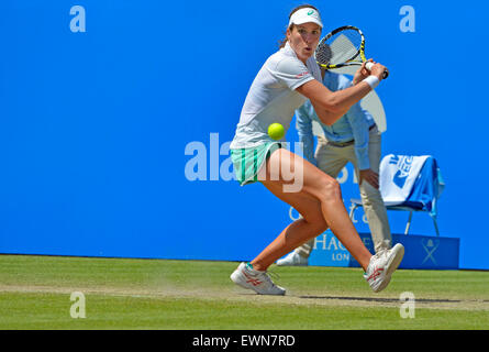 Johanna Konta (GB) spielen in Eastbourne 2015 Stockfoto