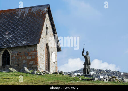 Kapelle und Statue von Abbé Pierre Chanoux, Col du Petit-Saint-Bernard / kleinen Sankt Bernhard Pass an der Grenze zu Frankreich – Italien, Alpen Stockfoto