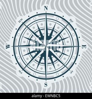 Windrose über Hintergrund mit Wellen. Vektor-Illustration. Stock Vektor