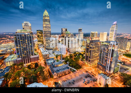 Charlotte, North Carolina, USA uptown Stadtbild. Stockfoto