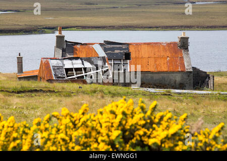 Eine alte verlassene Croft Haus am Achmore auf der Isle of Lewis, äußeren Hebriden, Schottland. Stockfoto