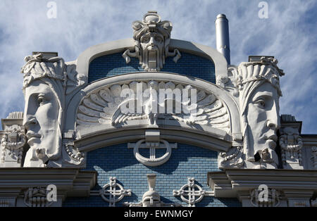 Berühmten Jugendstil-Architektur in Riga bei 10 b Elizabetes Street Stockfoto