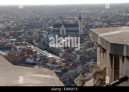 Blick vom Turm der St. Rumbold Dom Mechelen. Stockfoto