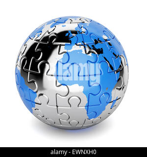 3D-Rendering Erde Puzzle auf weißem Hintergrund. Elemente dieses Bildes, eingerichtet von der NASA Stockfoto