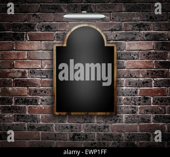 Blackboard gegen eine Mauer. Stockfoto