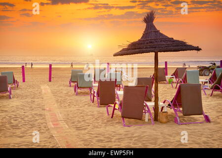 Agadir - Sonnenuntergang am Strand, Marokko Stockfoto