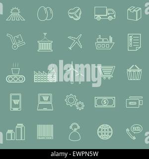 Supply Chain Linie Symbole auf grünem Hintergrund, Lager Vektor Stock Vektor