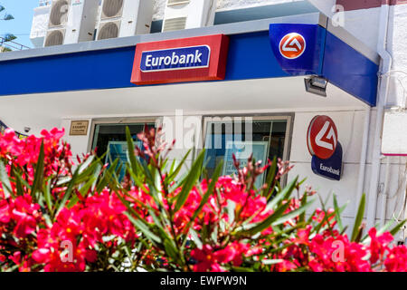 Eurobank, Zeichen, Kreta, Griechenland Stockfoto