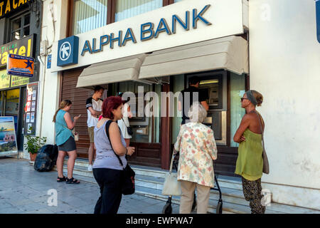 Alpha Bank, Zeichen, Kreta, Griechenland Stockfoto