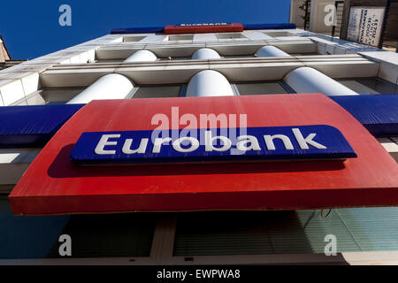 Eurobank, Zeichen, Kreta, Griechenland Stockfoto