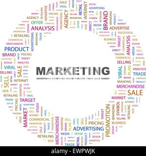 MARKETING. Wort-Wolke-Abbildung. Tag Cloud-Konzept Collage. Stock Vektor