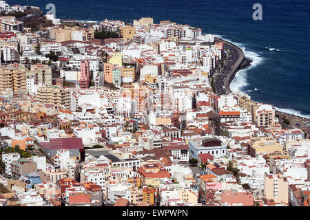 Blick vom Mirador De La Concepción in Richtung Santa Cruz De La Palma, La Palma, Kanarische Inseln, Spanien Stockfoto