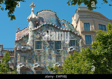 Casa Batllo Fassade. Die berühmten Gebäude von Antoni Gaudi gehört zu den wichtigen touristischen Attraktionen in Barcelona. Spanien Stockfoto