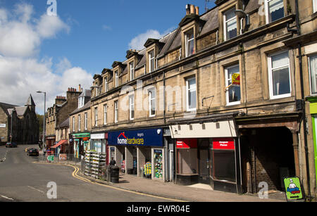 Geschäfte in historischen Gebäuden in Hawick Roxburghshire, Scotland, UK Stockfoto