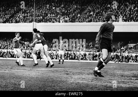 Andy Rankin, Everton Torwart. Arsenal V Everton, League Division One, gespielt in Highbury. Ergebnis - 3-1 zu Arsenal. 25. April 1967. Stockfoto