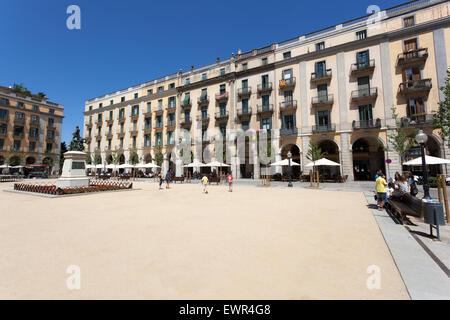 Plaza De La Independencia, Platz in der Altstadt von Girona, Katalonien, Spanien Stockfoto