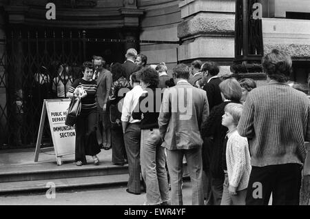 Pocken Ausbruch Birmingham 1978. Janet Parker wurde ein britischer medizinischer Fotograf die letzte Person, die an Pocken sterben. Sie war versehentlich zu einer Belastung ausgesetzt, die in einem Forschungslabor auf dem Boden unten an der University of Birmingham gewachsen war Stockfoto