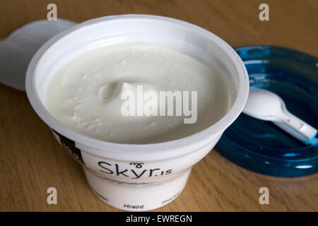 natürlichen isländischen Skyr Joghurt in kleinen Topf Stockfoto