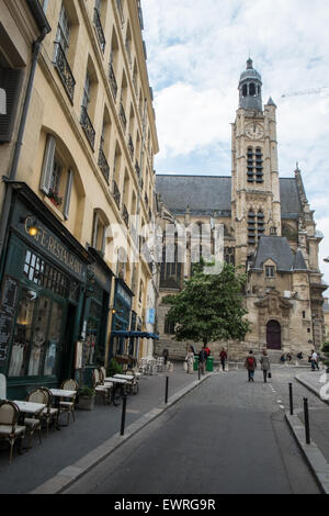 Äußeren Kirche, Eglise Saint-Etienne-du-Mont.Near Pantheon,Paris,France.Shrine von Ste Genevieve, Schutzpatronin von Paris. Stockfoto