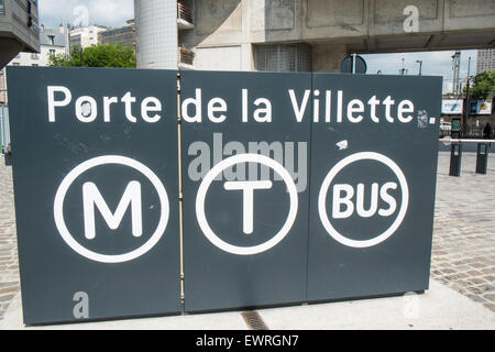 Parc De La Villette, Wissenschaft und Kultur-Zone, Bezirk, Stadt der Wissenschaft und Industrie, Gärten, Torheiten, darunter Konzert-Locations. Stockfoto
