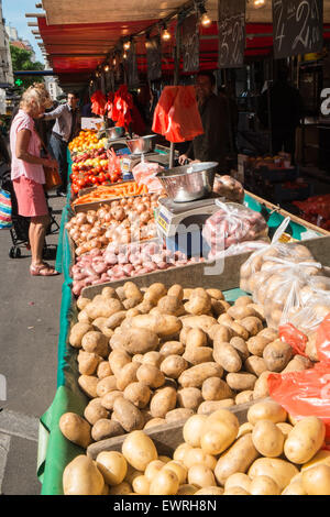 Paris, Frankreich, Marché, Aligre, Obst, Markt, Outdoor, Paris, Gemüse, Gemüse, Gemüse, Verkäufer, Verkäufer, Stockfoto