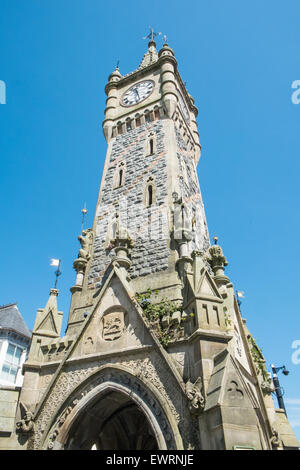 Uhrturm in Machynlleth, Powys, Wales, Stockfoto