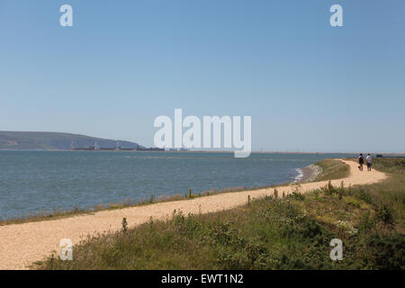 Wanderer auf dem Solent Weg zwischen Lymington und Keyhaven Stockfoto