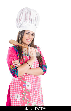 1 indische Frau Hausfrau Kochen Stockfoto