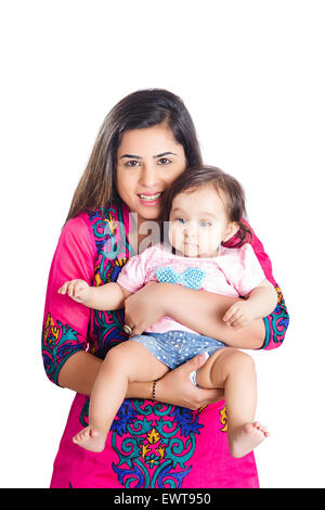 indische Mutter und Kind baby-Pflege Stockfoto