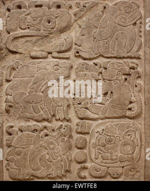 Kalkstein Lintel 48 von Yaxchilan, Chiapas, Mexiko, die ein Datum spätklassischen Periode AD 600-900 Datensätze Stockfoto