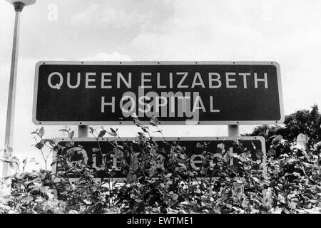 Krankenhaus der Königin-Elizabeth, Sheriff Hill, Gateshead, England. 17. August 1989. Stockfoto