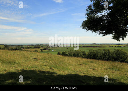 Blick über Romney Marsh aus Saxon Shore Weg, Lympne, Folkestone, Kent, England, Vereinigtes Königreich Stockfoto