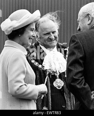 Königin Elizabeth II. besucht Cleveland während ihrer silbernen Jubiläums-Tournee. 14. Juli 1977. Stockfoto