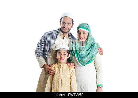 indische muslimische Eltern und Sohn Stockfoto