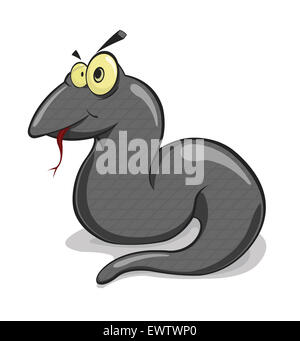 Vector Cartoon Stil lustige schwarze Schlange Stockfoto